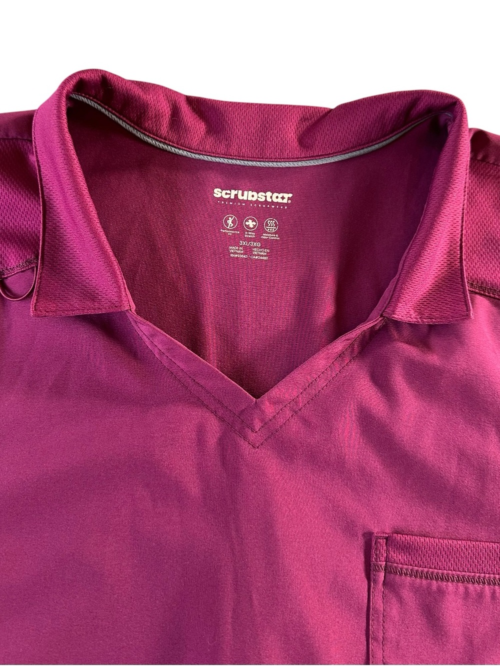 Scrubstar Women’s Collar V-Neck Wine Scrub Top 3XL - Picture 2 of 14